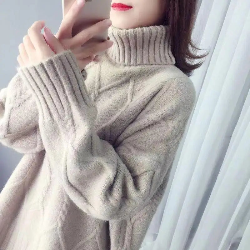 Autumn Winter New Fashion High Collar Long Sleeve Solid Sweaters Women's Clothing