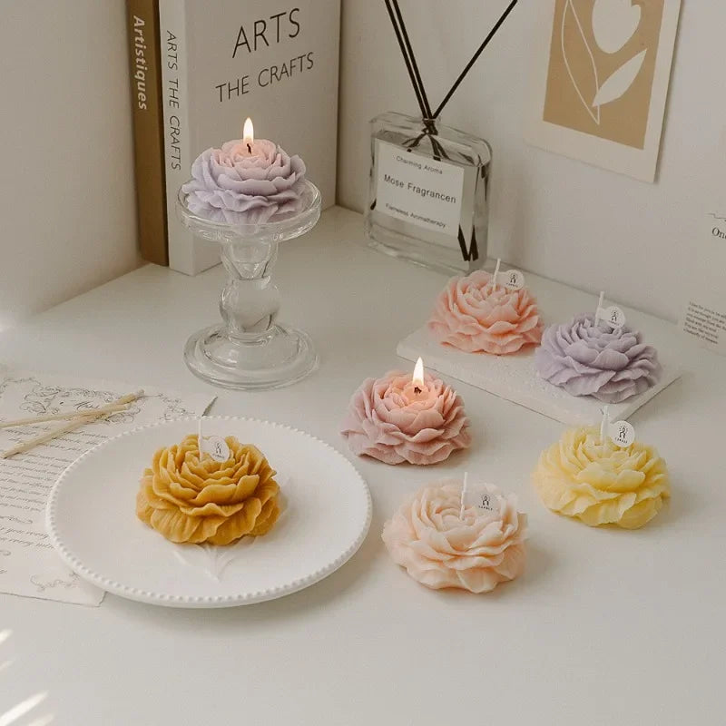 Peony Candle 3D Plant Aromatherapy  Candle Decoration Living Room Bedroom Minimally Decorated Flowers