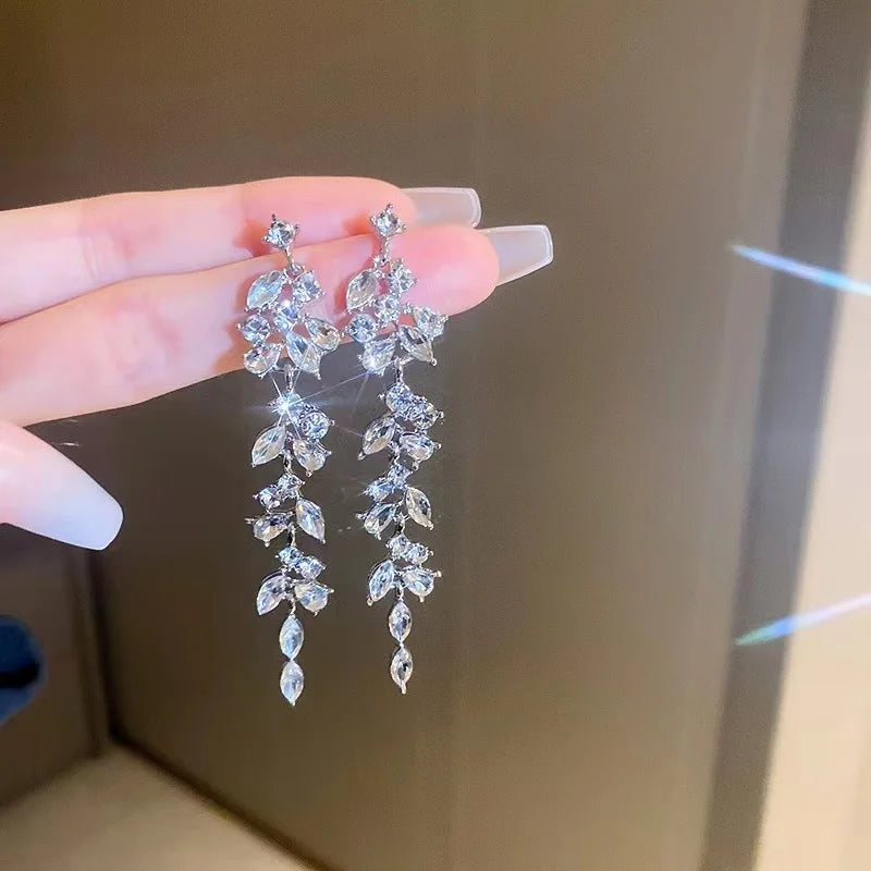 Hanging Earrings Retro Long Tassel Earrings feminine temperament  Coconut Rhinestone S925 Silver Needle 2023 NEW Fashion Jewelry