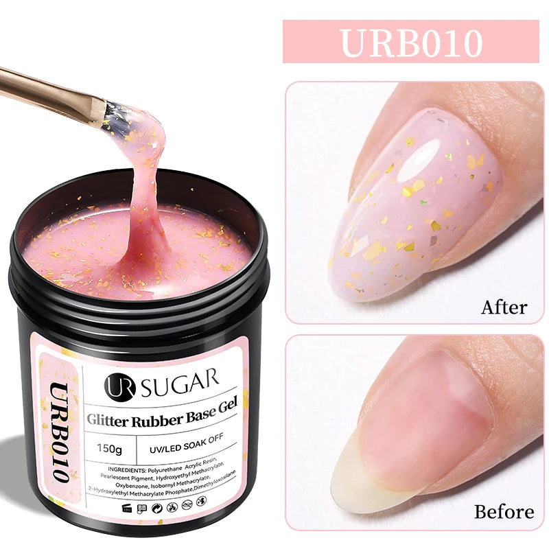 UR SUGAR 150g Rubber Base Gel Nail Polish Sparking Aurora Glitter Rubber Varnish Soak Off Semi permanent UV LED Gel Manicure