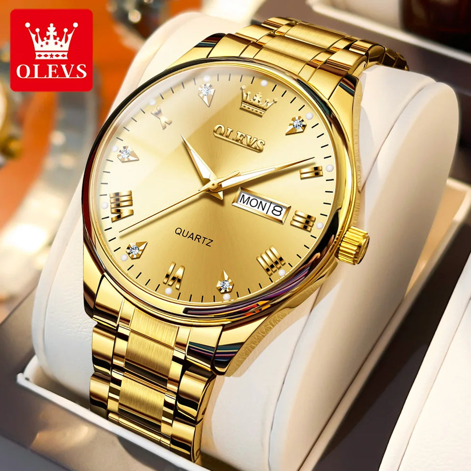 OLEVS High Quality Luxury Couple Watch For Men Women Stainless Steel Original Watches Top Brand Waterproof Couple Wrist Watches
