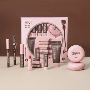 Makeup Case Gift Set Makeup Gift For Girls High Pigmented Lip Gloss BB Cream Eye Shadow Blush Concealer Eyebrow Pencil Cosmetics