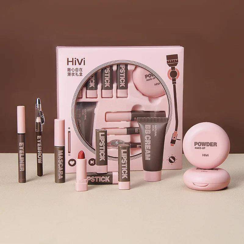 Makeup Case Gift Set Makeup Gift For Girls High Pigmented Lip Gloss BB Cream Eye Shadow Blush Concealer Eyebrow Pencil Cosmetics