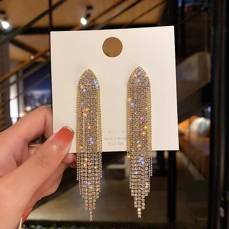 Hanging Earrings Retro Long Tassel Earrings feminine temperament  Coconut Rhinestone S925 Silver Needle 2023 NEW Fashion Jewelry
