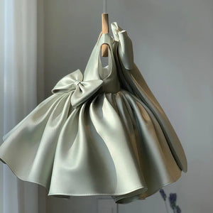 Customized Flower Baby Girls Wedding Birthday Bownot Dresses Clothing Toddler Kids Princess Party Ball Holy Communion Gown