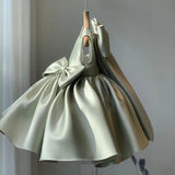 Customized Flower Baby Girls Wedding Birthday Bownot Dresses Clothing Toddler Kids Princess Party Ball Holy Communion Gown