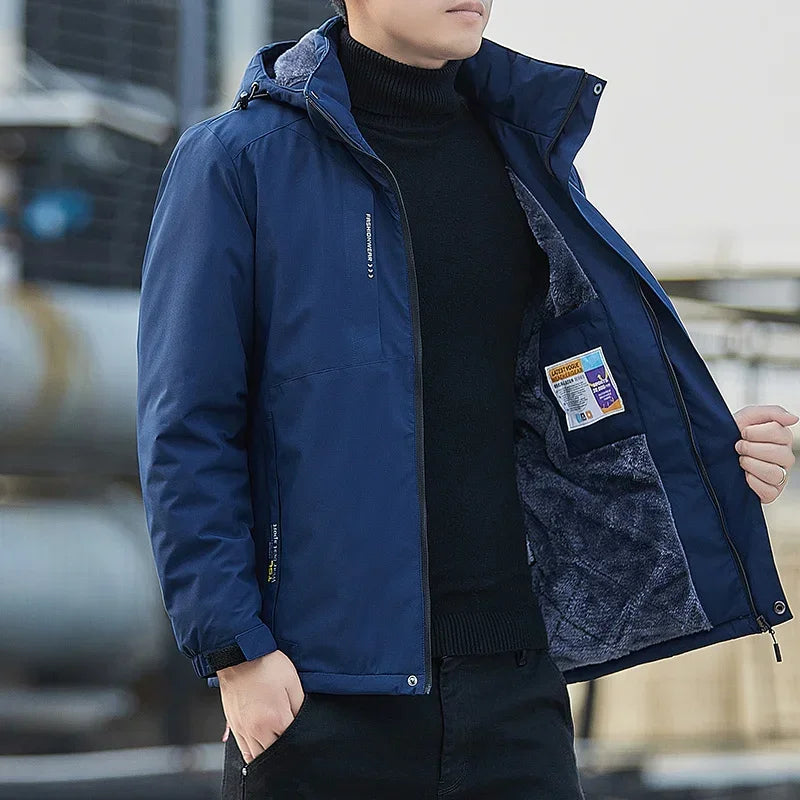 Men's Autumn Winter Jacket Plush Waterproof Male Spring Cotton Male Casual Windproof Jackets Hombre Coat Men Windbreak