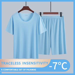 Suit Thin Ice Home Clothes Traceless Short Sleeve Shorts Men's Round Neck Casual