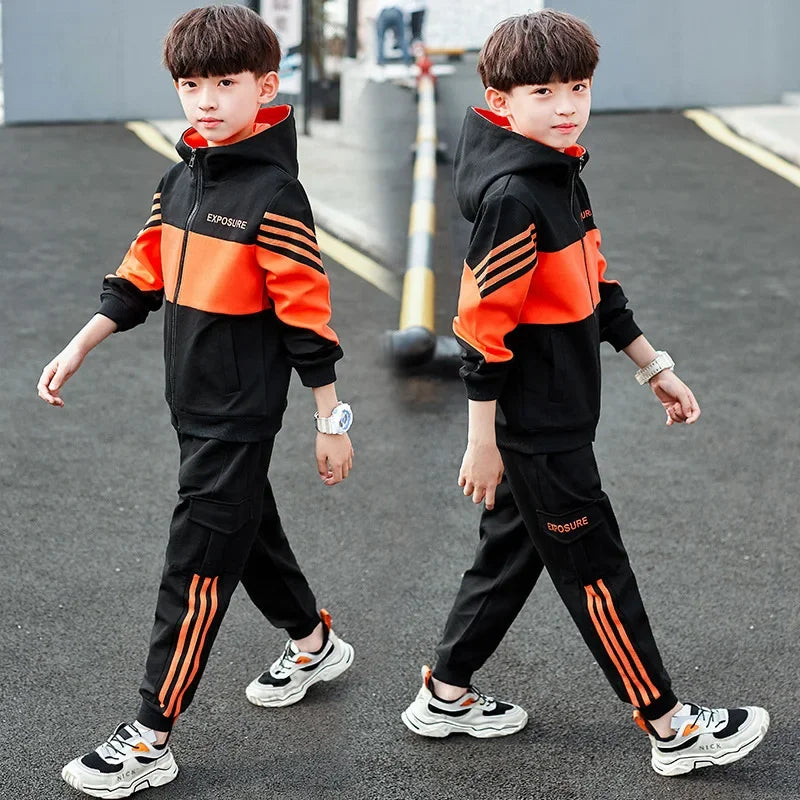 Fashion Boys Clothing Spring Autumn Patchwork Long Sleeve Sets