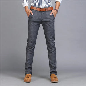 Spring Summer New Casual Pants Men Cotton Slim Fit Chinos Fashion Trousers