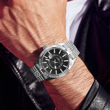 SAPPHERO Mens Watches luxury Business Stainless steel Wristwatch 100m Waterproof Bleu Quartz luminous Clock Gift for Men