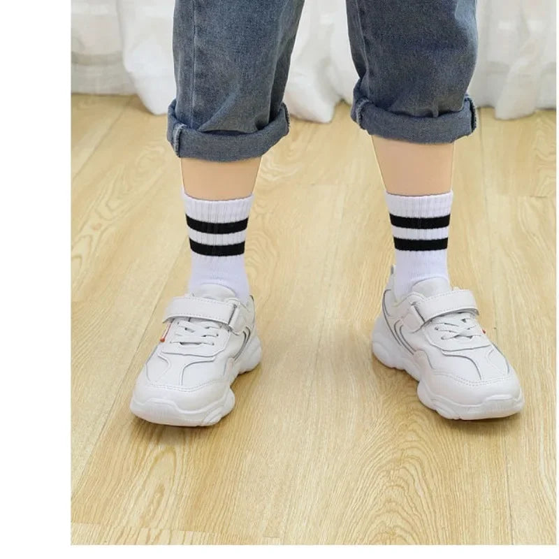 5 Pairs/ Lot Pure Colour Soft Breathable Cotton Kids School Socks