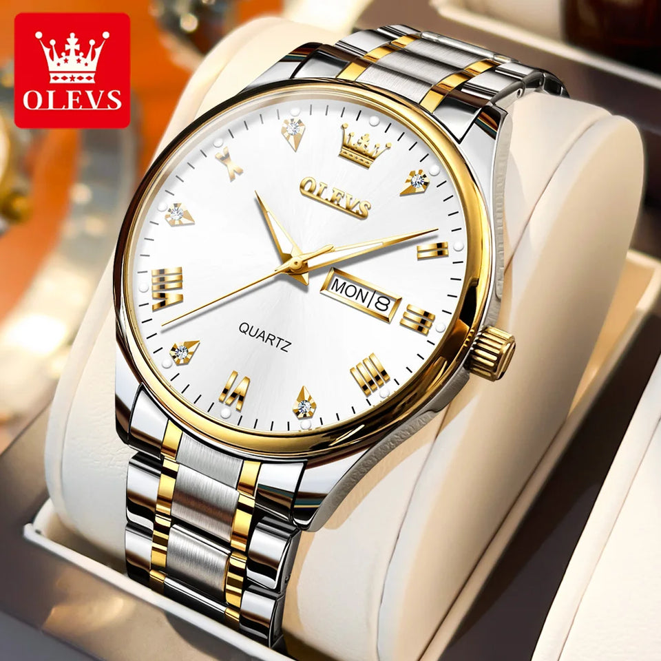 OLEVS High Quality Luxury Couple Watch For Men Women Stainless Steel Original Watches Top Brand Waterproof Couple Wrist Watches