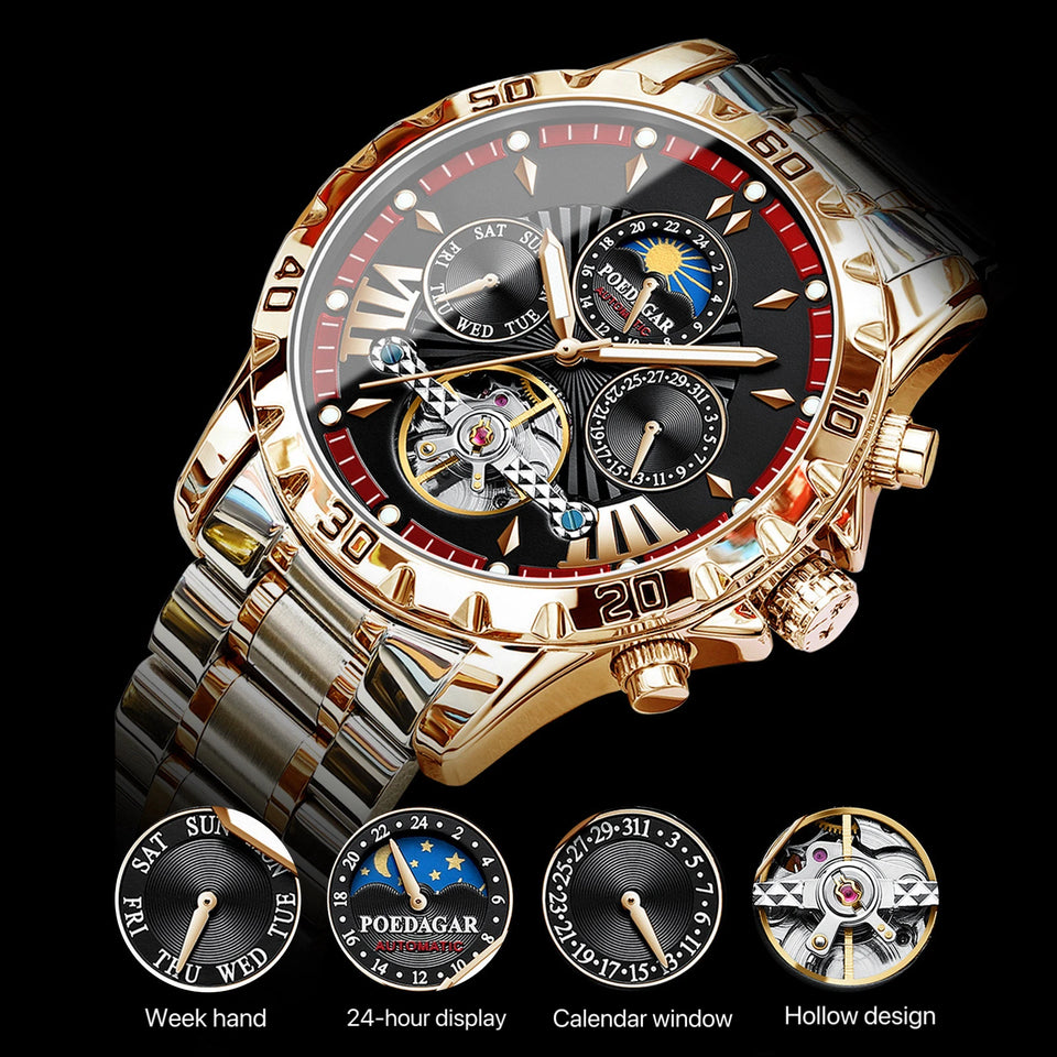 2025 new fully automatic men's mechanical watch waterproof luminous watch live foreign trade hot sale