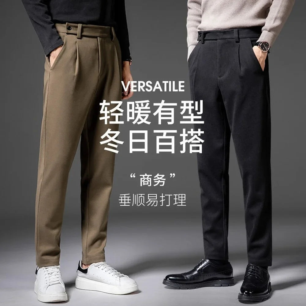 Spring Autumn Chinos Men Casual Pants Thin Basic Straight Fit Work Trousers Streetwear Fashion Bottoms Men Khaki Pants Trends