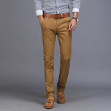 Spring Summer New Casual Pants Men Cotton Slim Fit Chinos Fashion Trousers
