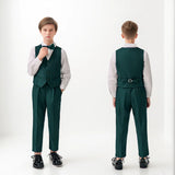 Boys Green High-end Suit Set  Child Performance Wedding Birthday Photography Costume Kids Blazer Vest Pants Bowtie Outfit
