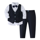 Pink Wedding Flower Suit for Kid Boy Spring Autumn Winter Gentleman Vest 4PCS Formal Sets 123456 Years Children Birthday Clothes