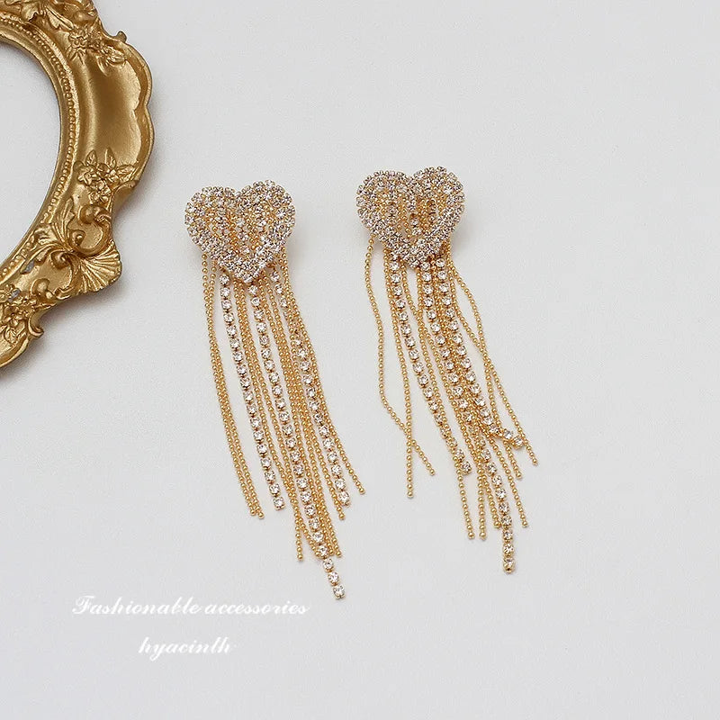 Hanging Earrings Retro Long Tassel Earrings feminine temperament  Coconut Rhinestone S925 Silver Needle 2023 NEW Fashion Jewelry