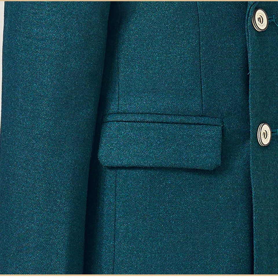 Children Formal Green 4pcs Suit Set Boys Birthday Wedding Party Performance Costume Kids Blazer Vest Pants Bowtie Outfit
