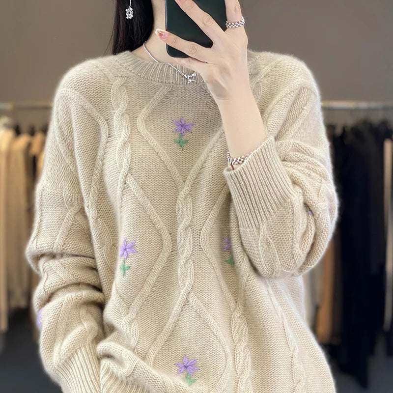 High end Luxury 100% Merino Wool Sweater Women's Autumn/Winter