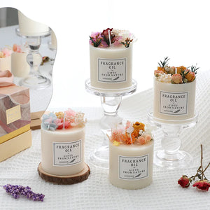 Preserved flower Scented Candle Soy Wax Dried Flowers Romantic  Candles Fragrance Ornament