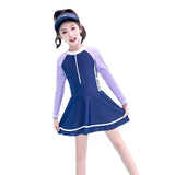 New Kids Long-sleeve Swimsuit For Girl With Underwear Teenager Girls Summer Beach