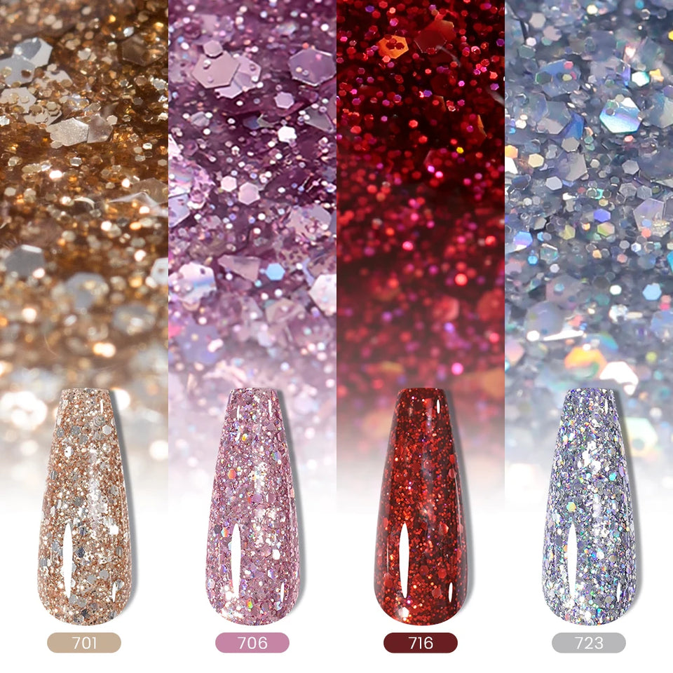 Glitter Gel Nail Polish Autumn Colors Long Lasting For Manicure Soak