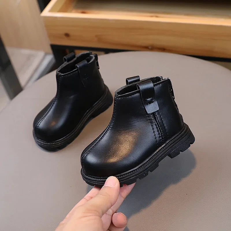 New Trend Back Zipper chimney boots for toddler girl Cozy Velvet Newborn Baby Boy Short Boots Winter Birthday Party Shoes G10303