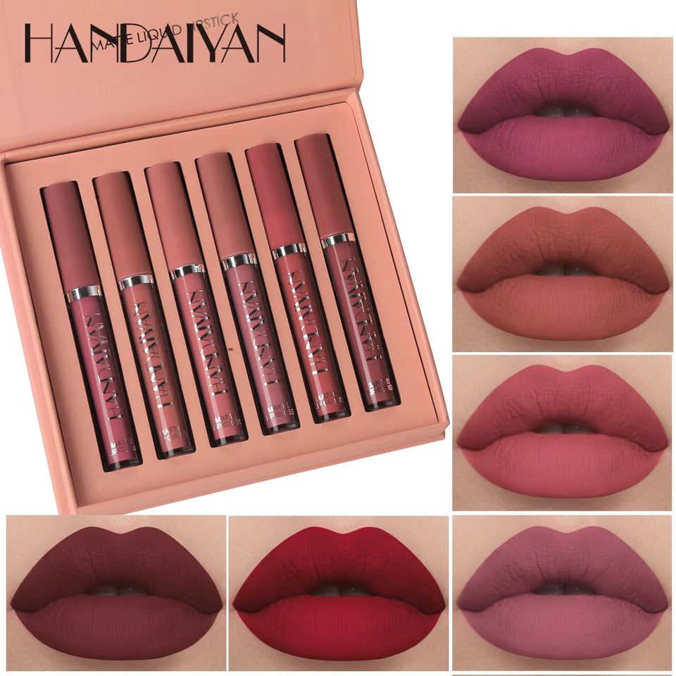 Set of 6 NonStick Cup Liquid lipstick , Long-Lasting Lip Gloss