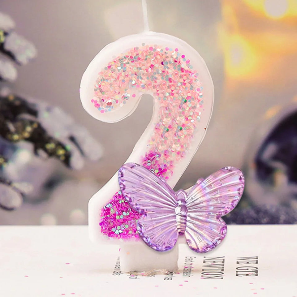 Children's Birthday Candles 0-9 Number Pink Purple Candle