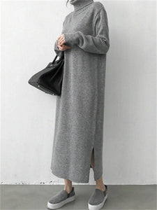 Wool Winter Womens Dress Fall Sweater Women Dress Long Sleeve Knitted Dresses
