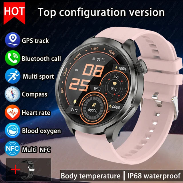 For HUAWEI Outdoor Sports Smart Watch Men AMOLED Screen NFC GPS Compass Heart rate Waterproof Bluetooth Call SmartWatch 2024 New