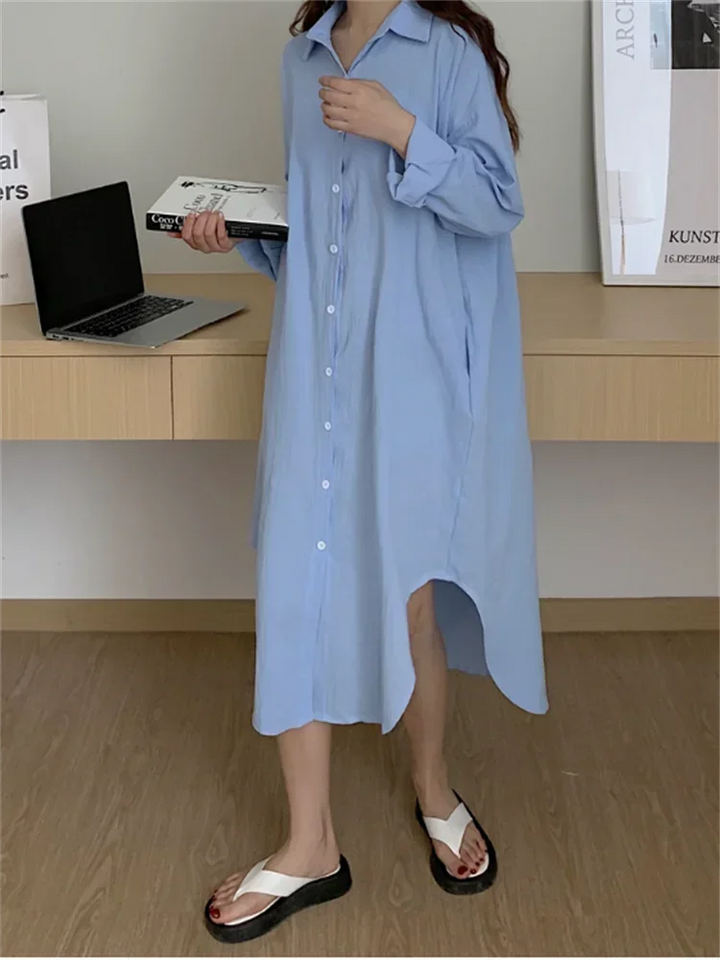 Shirt Dress Evening Vintage Dress Party Oversize Long Cotton Beach Women Dresses