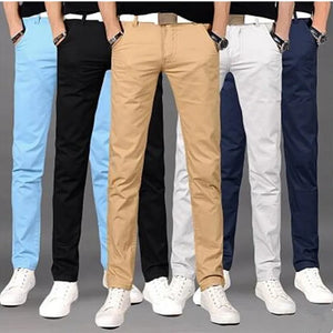 New Casual Pants Men Cotton Slim Fit Chinos Fashion Male Brand Clothing