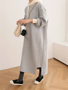 Women Dress Sweater Women Dress Thick Winter Fall Long Sleeve Knitted Dresses
