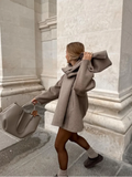 Collar Woolen Blends Jacket Women Elegant Long Sleeve Single Breasted Short Coats