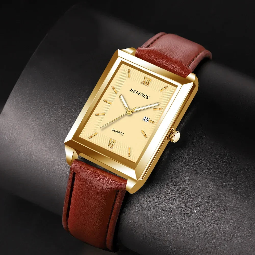 New Men Watch Light Luxury Brand Business Watches for Men Square Business Wristwatches Luxury Clock Relojes De Hombre