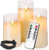 Set of 3 Rechargeable Electric Flameless Pillar Candle