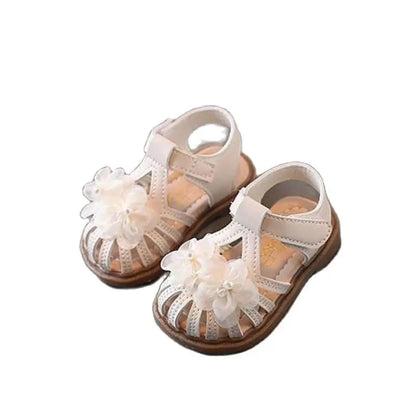 New Summer Kids Sandals Fashion Girls' Little Flower Princess Sandals Student Baby Soft Sole Flat Sandals Walking Shoes