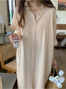 Shirt Dress Evening Vintage Dress Party Oversize Long Cotton Beach Women Dresses