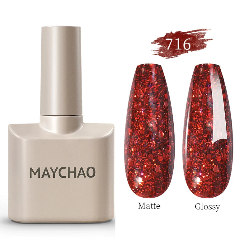 Glitter Gel Nail Polish Autumn Colors Long Lasting For Manicure Soak