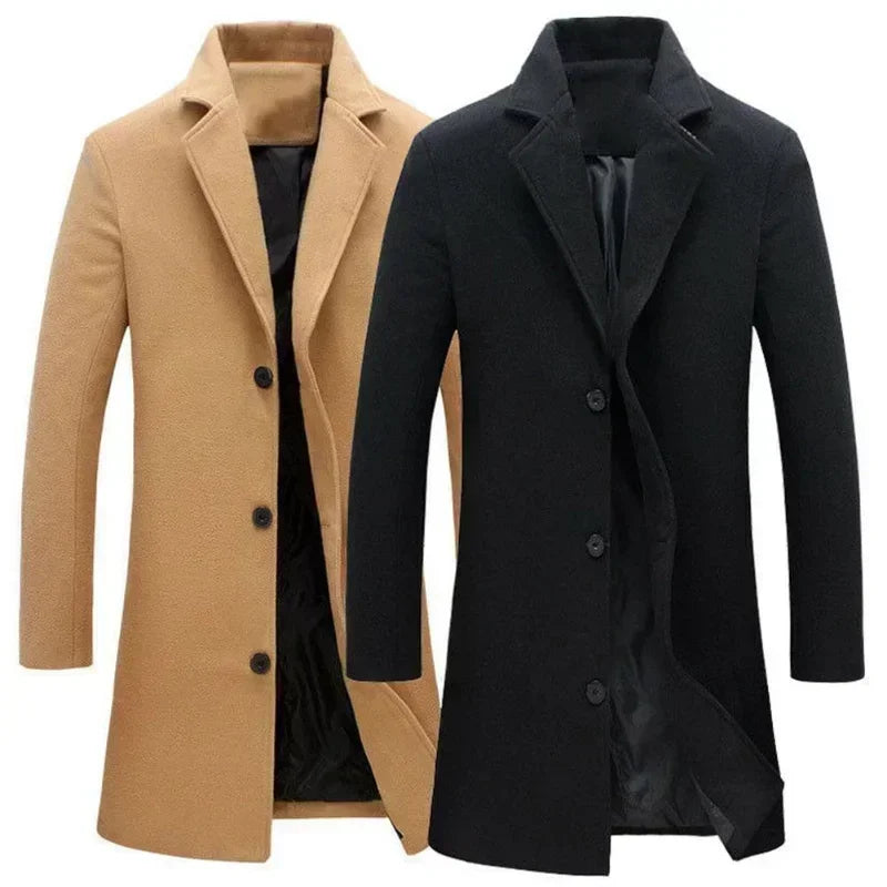 Single Breasted Lapel Long Coat Jacket