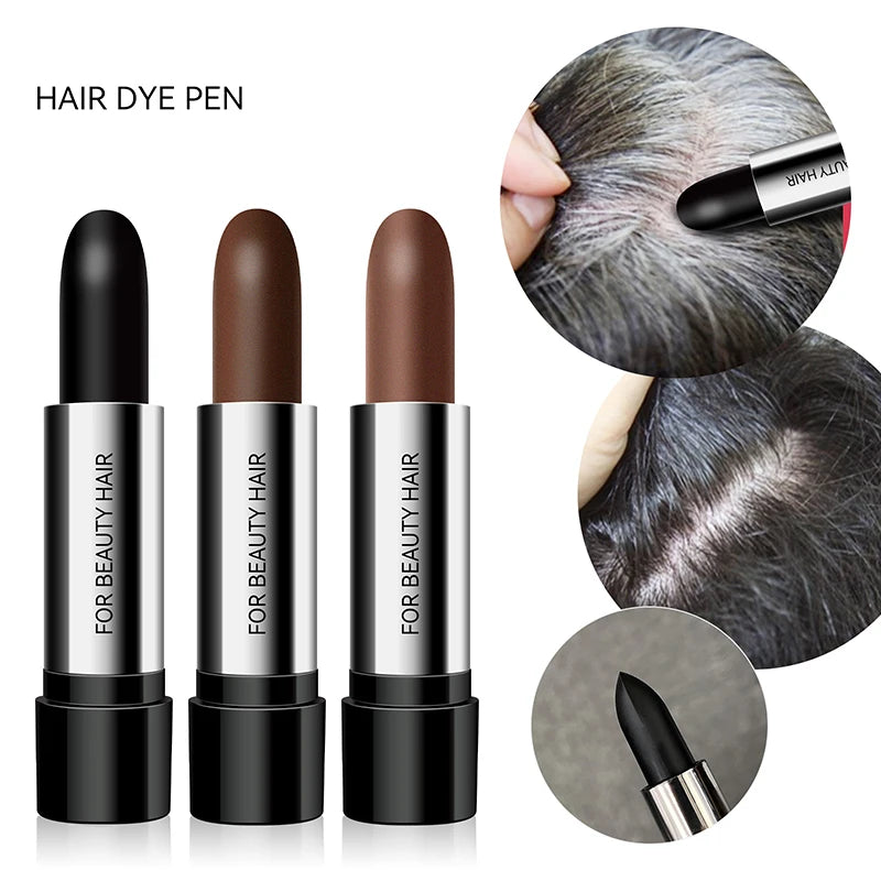 Disposable Temporary Hair Dye Pen To Cover White Hair Lipstick Style Hair Dye Black Temporary Portable Hair Dye Products