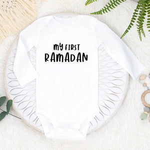 Babys First Eid Bodysuit My First Eid Toddler Outfit Ramadan New Born Long Sleeve Romper Child Boy Girl Ramadan Clothes