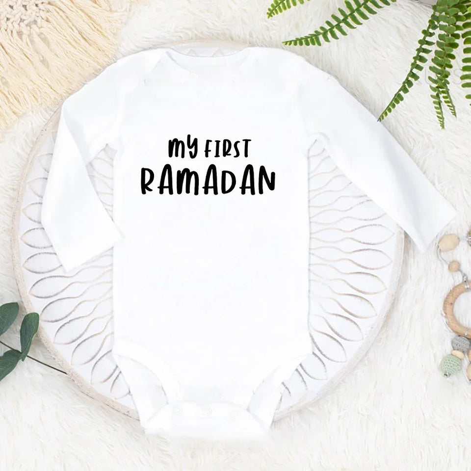 Babys First Eid Bodysuit My First Eid Toddler Outfit Ramadan New Born Long Sleeve Romper Child Boy Girl Ramadan Clothes