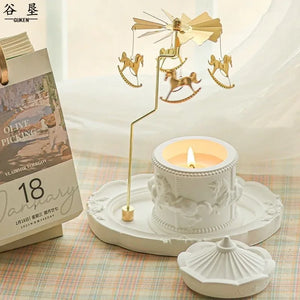 Christmas Scented Candle Set Carousel Sculpture Gypsum Aromatherapy Candles