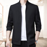 Casual Luxury Solid Color Men's Jacket Spring Autumn Thin V-neck Baseball Jacket for Men Zipper Up Jacket Man Outerwear Tops 3XL