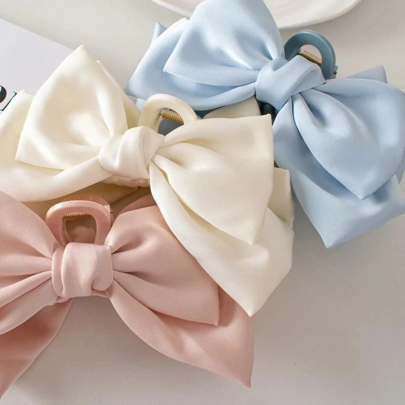 Fashion Women Bow Hairpin Korean Version Of Solid Color Butterfly Satin Hair Clips