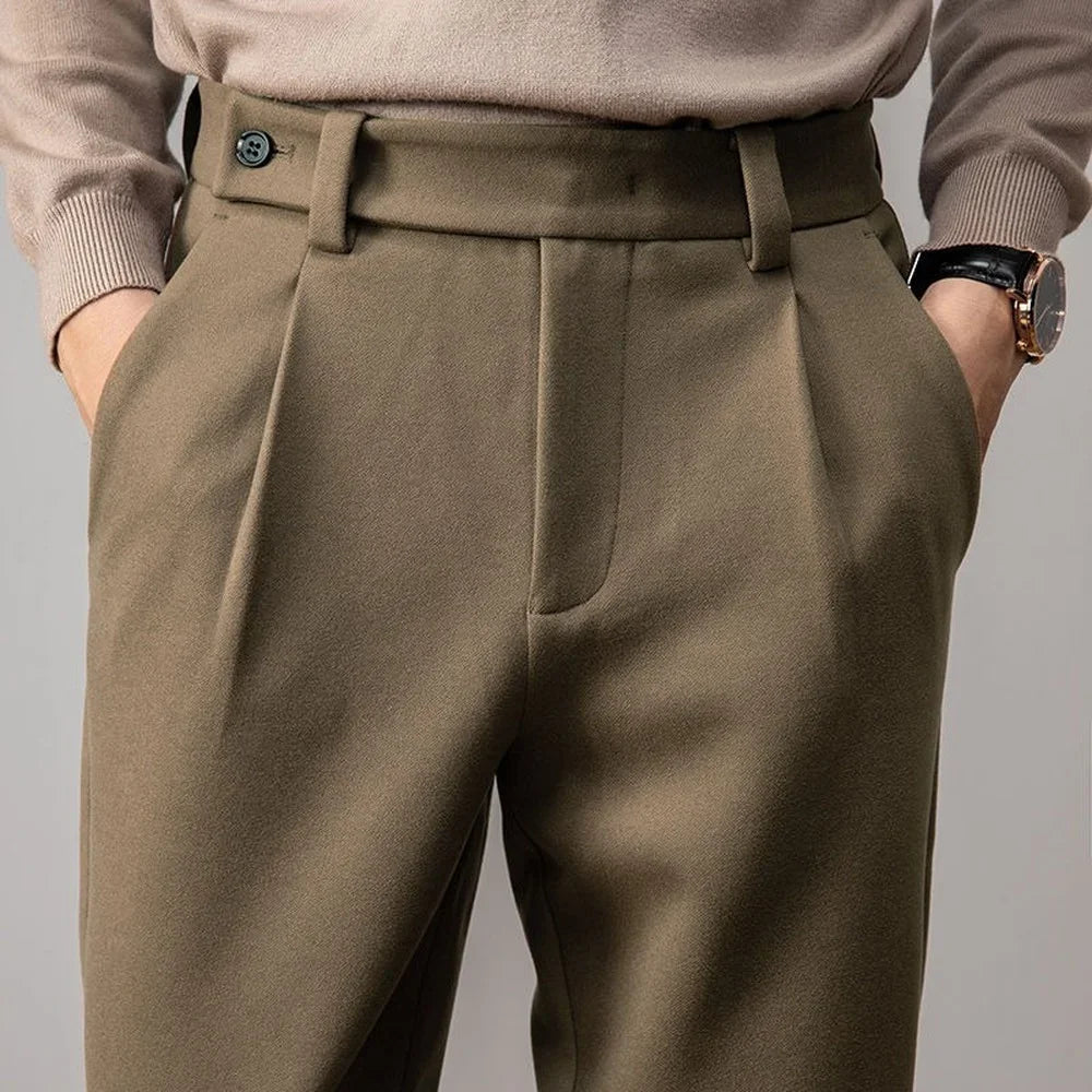 Spring Autumn Chinos Men Casual Pants Thin Basic Straight Fit Work Trousers Streetwear Fashion Bottoms Men Khaki Pants Trends